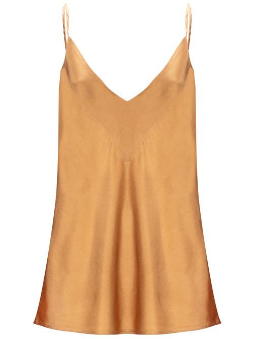 sunset orange stretch-silk satin finish V-neck Forte forte | 120709068